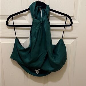 H&M Emerald Green Satin Halter Crop Top